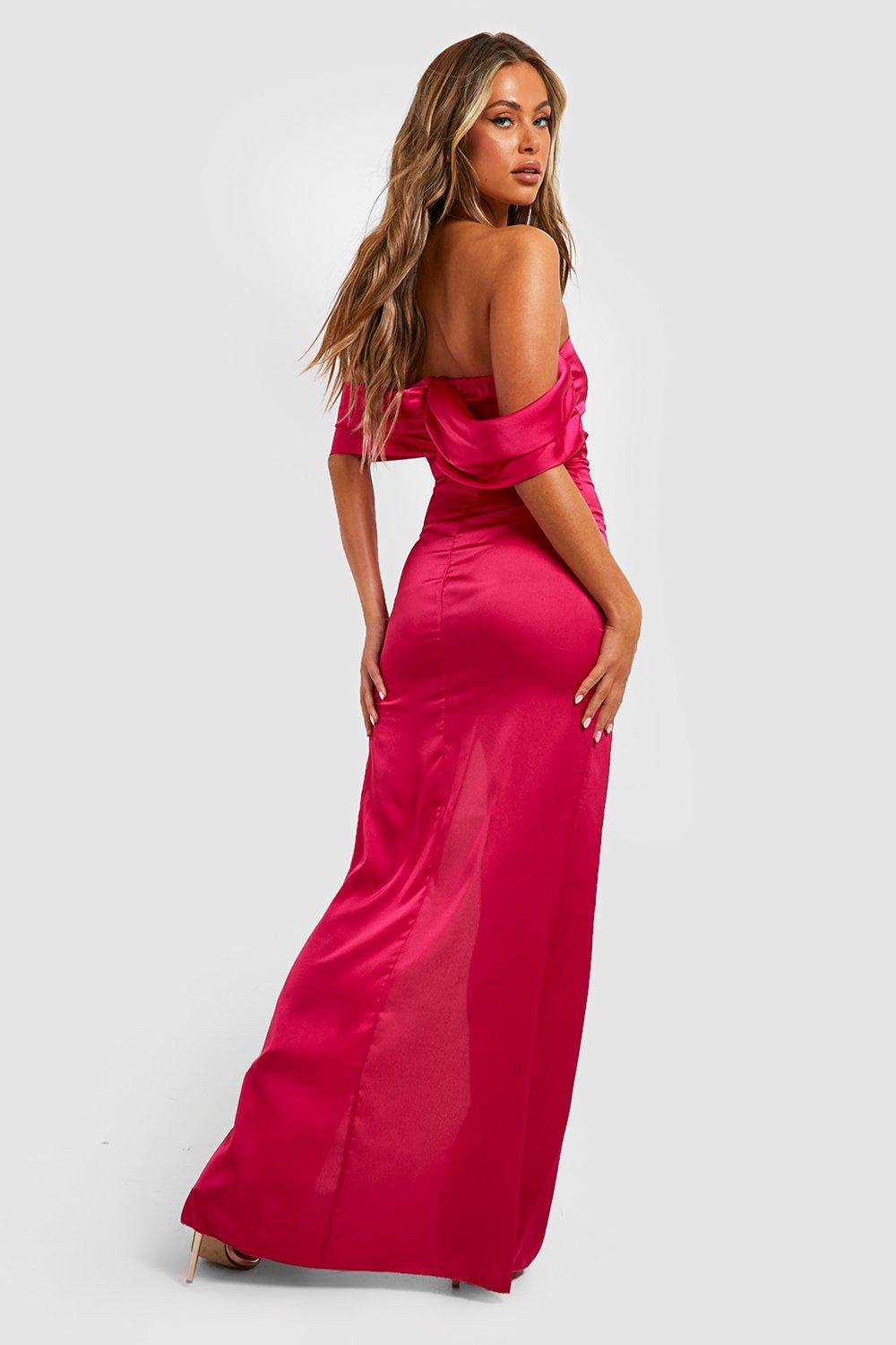 Red off store shoulder maxi dress